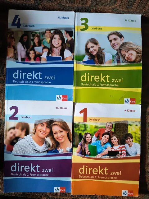 Комплект учебници direkt zwei 1-4 Klett, немски език 9-12 клас